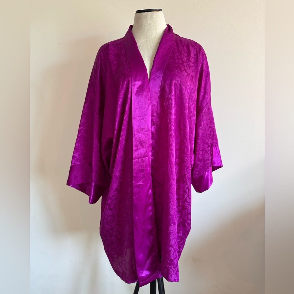Victoria’s Secret Fuchsia Neon Pink Wrap Kimono Long Sleeve Shrug One Size NWOT